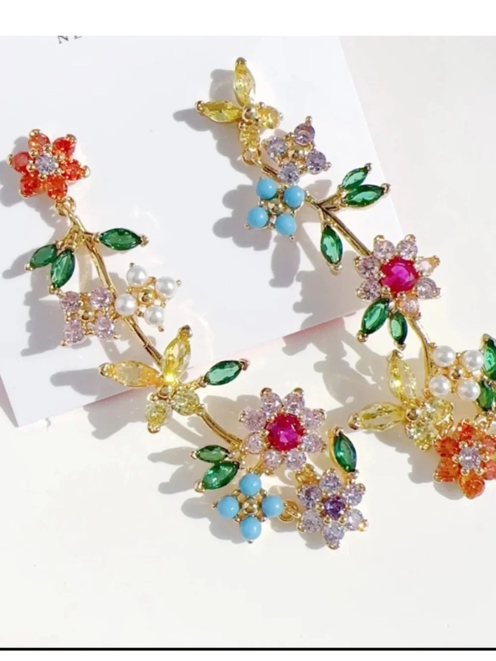kate spade Gold-Tone Multicolor Floral Linear Earrings